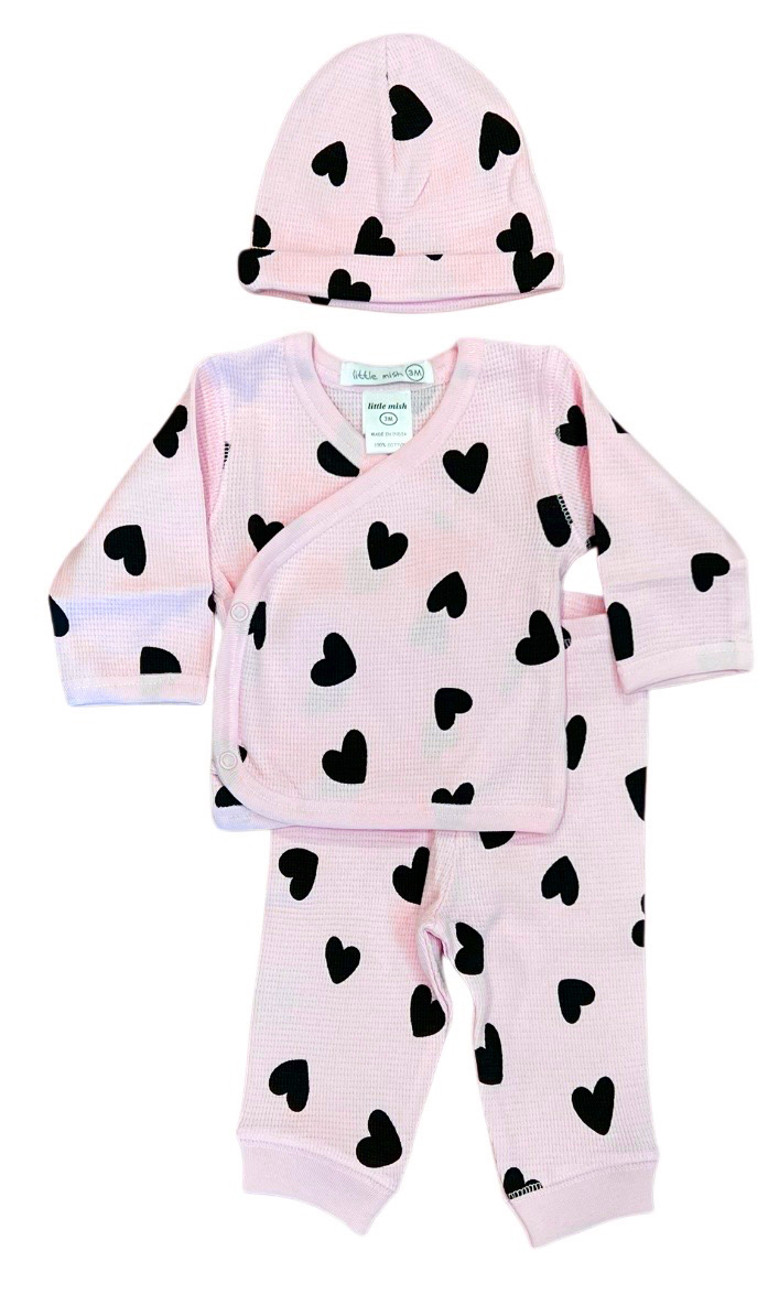 Little Mish Scattered Hearts Pink 3 Pc. Set