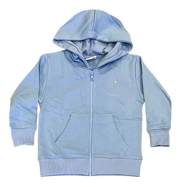 Mish Embr. Bolt Blue Zip Hoodie