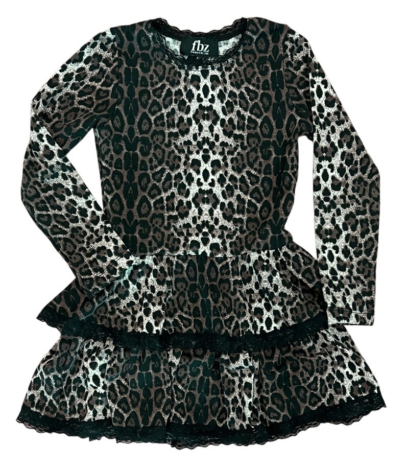 FBZ Leopard Soft Jersey Ruffle Dress