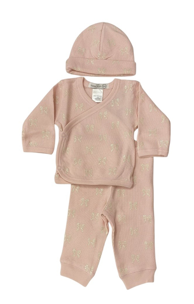 Little Mish Pink Iridescent Bows 3 Pc. Set