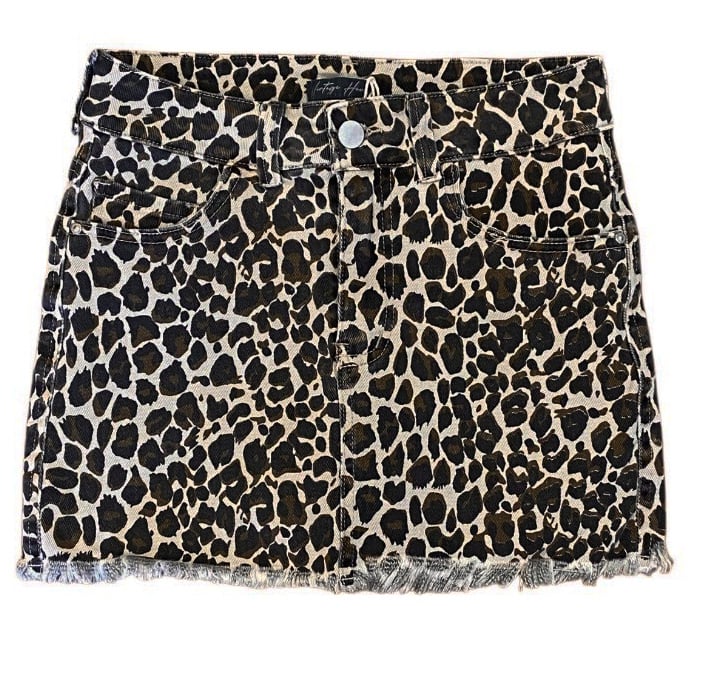 Vintage Havana Leopard Raw Edge Skort