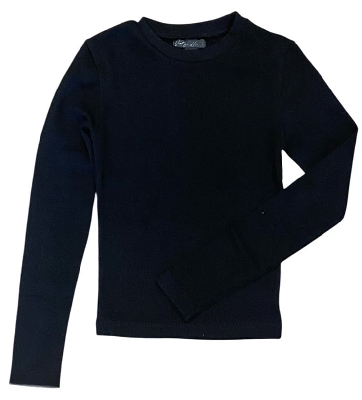 Vintage Havana Black Soft Ribbed LS Top
