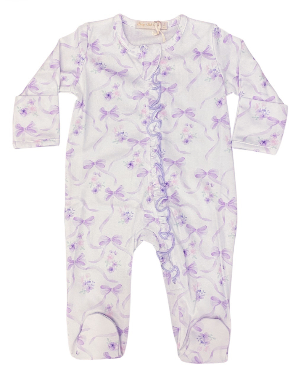 Baby Club Chic Lav Bows and Bouquets Ruffle Footie