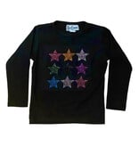 Dori Black Studded Stars LS Ribbed Top