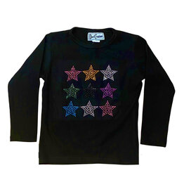 Dori Black Studded Stars LS Ribbed Top
