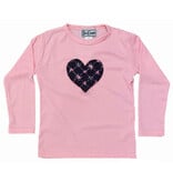 Dori Pink Diamond Roses Heart LS Ribbed Top