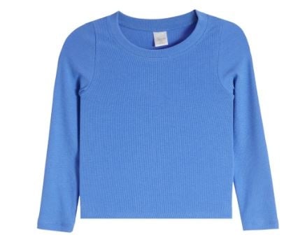 Suzette Cool Blue Ribbed LS Top