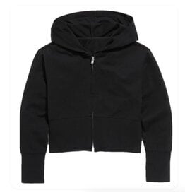 Suzette Black Ribbed Zip Hoodie