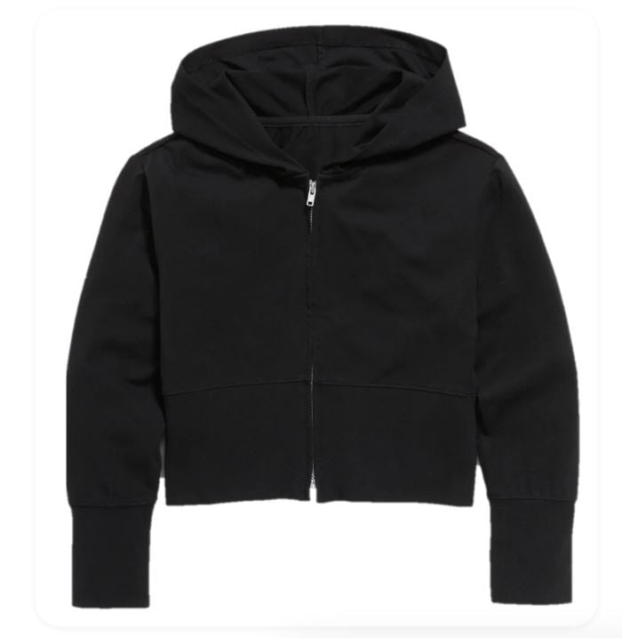 Suzette Black Ribbed Zip Hoodie