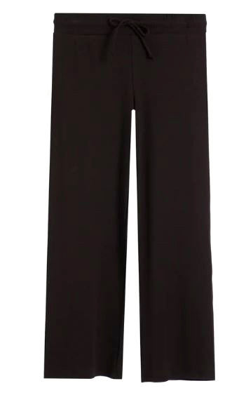 Suzette Black Ribbed Wide Leg Pant
