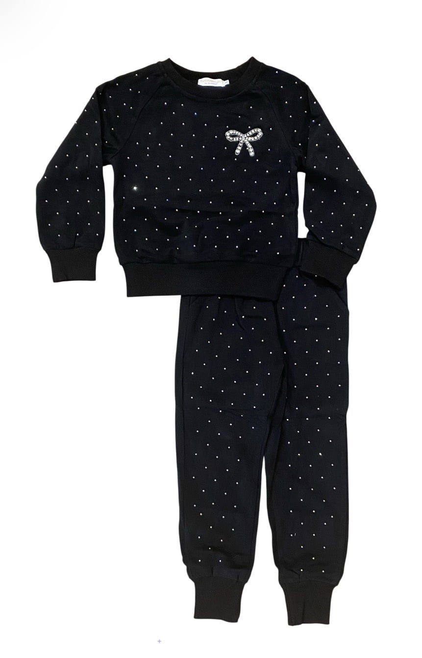 Tweenstyle Pin Dot Bow Jogger Set
