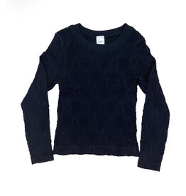 Suzette Black Smocked Ribbed L/S Top