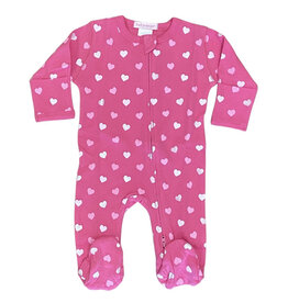Baby Steps Hot Pink Glitter Hearts Footie