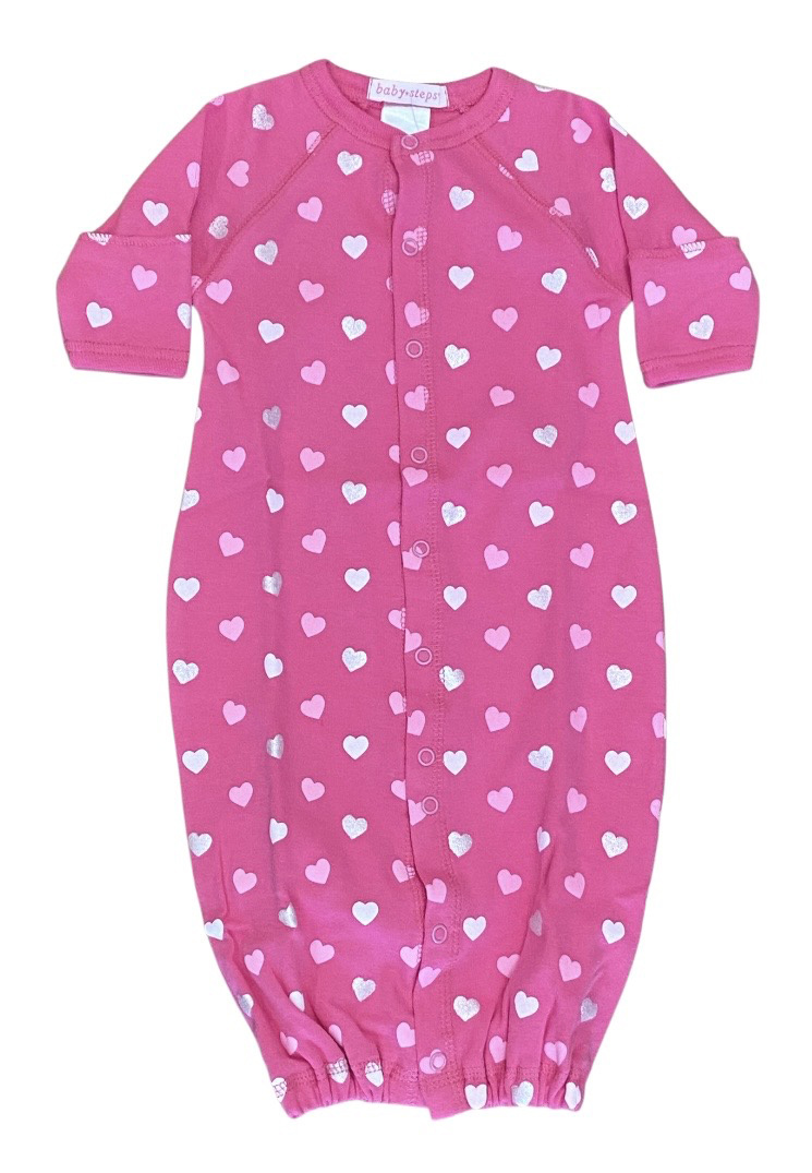 Baby Steps Hot Pink Glitter Hearts Conv Gown