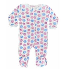 Baby Steps Pink Smiley Dot Footie