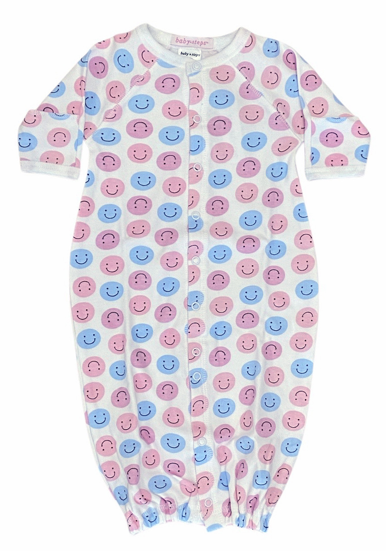 Baby Steps Pink Smiley Dot Conv Gown