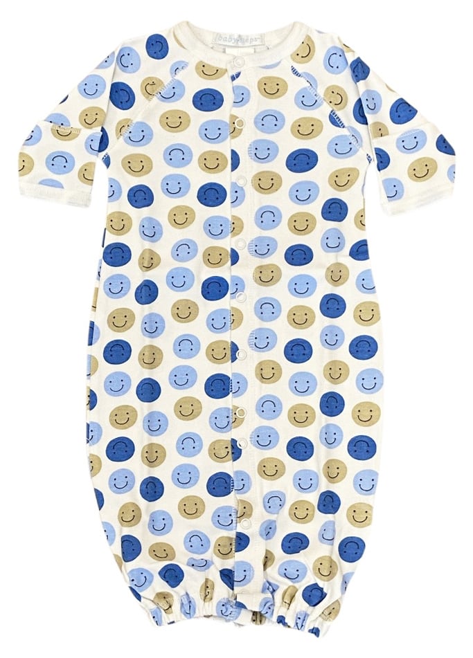 Baby Steps Blue Smiley Dot Conv Gown