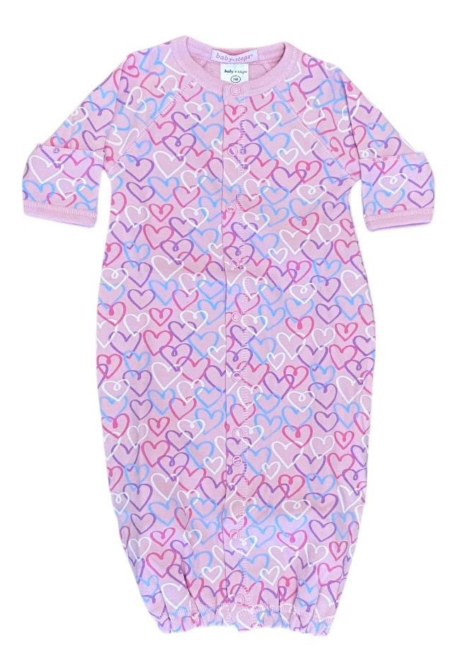 Baby Steps Pink Graffiti Heart Conv Gown