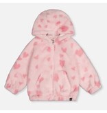 Deux par Deux Pink Jacquard Hearts Infant Fur Jacket