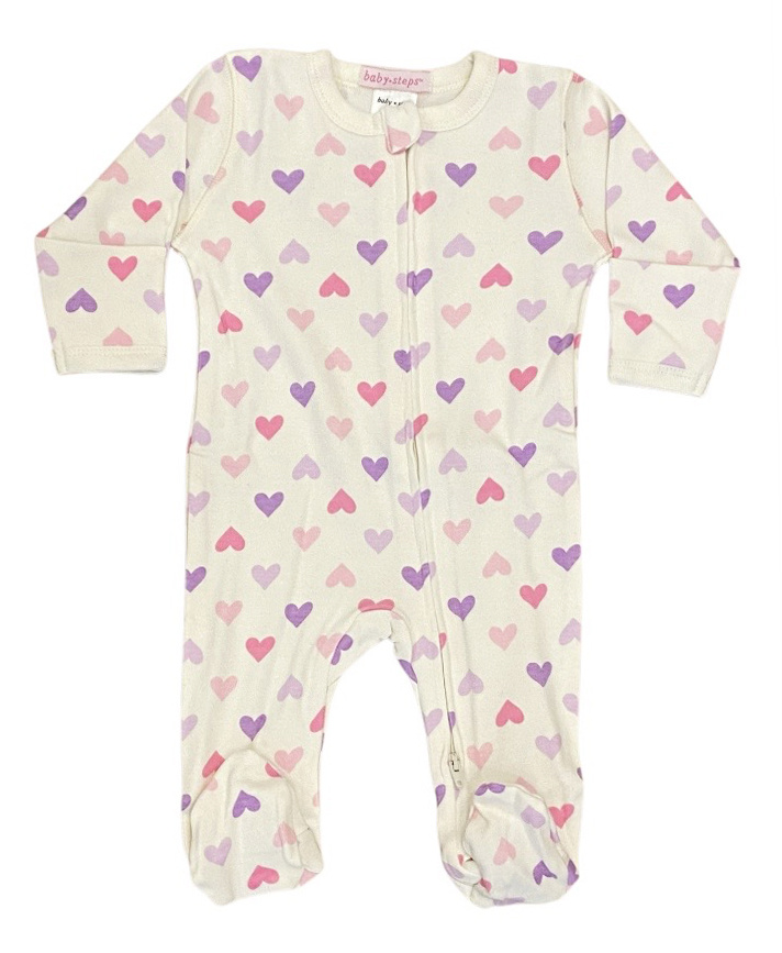 Baby Steps Cream Sweet Hearts Footie