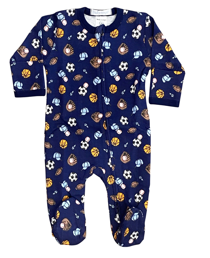 Baby Steps Navy Sports Footie