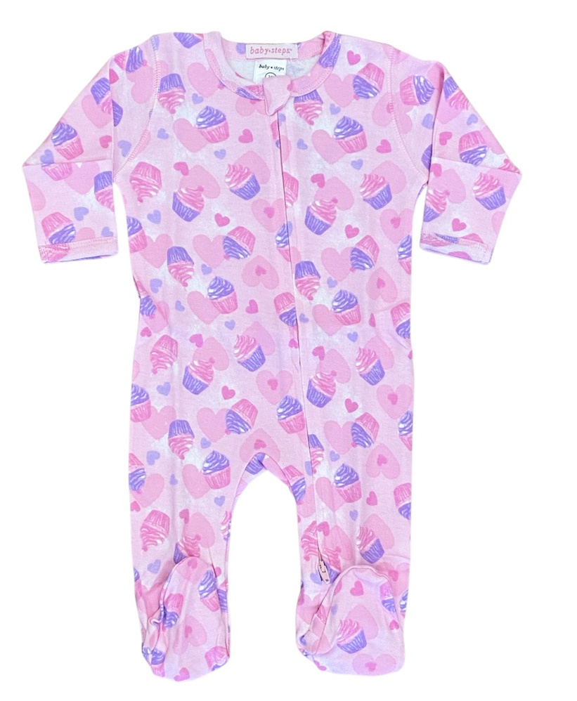 Baby Steps Pink Cupcake Footie