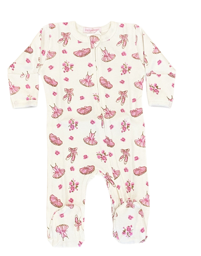 Baby Steps Cream Ballerina Footie