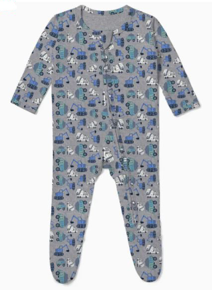 Baby Steps Grey Construction Footie