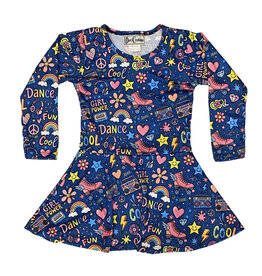Dori Blue Cool Fun LS Dress