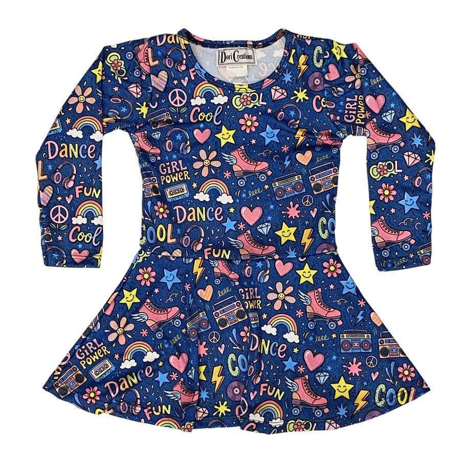 Dori Blue Cool Fun LS Dress