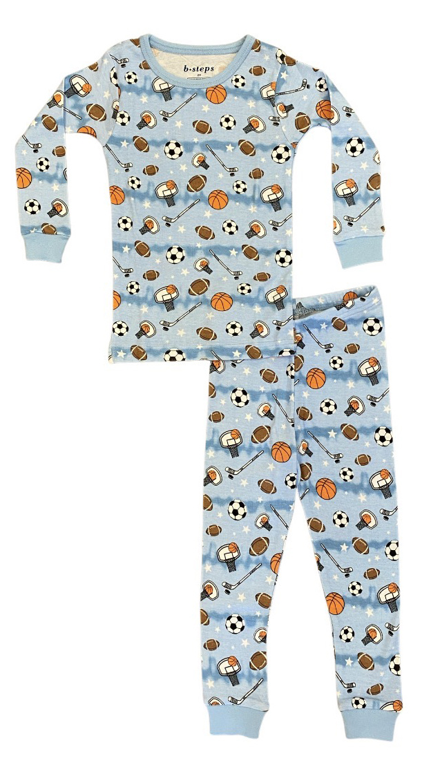 Baby Steps Lt Blue Play Sports PJ Set