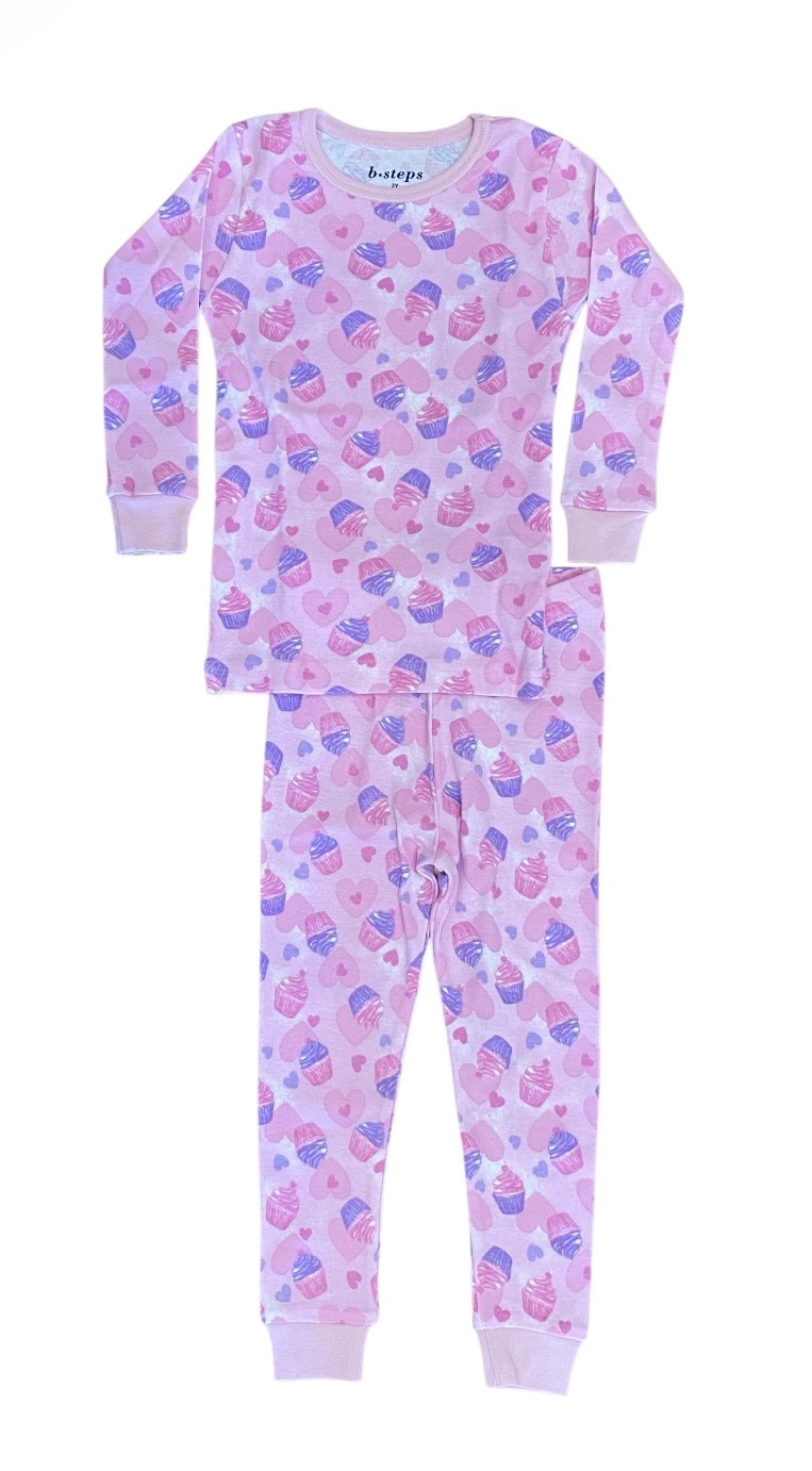 Baby Steps Pink Cupcake Infant PJ Set
