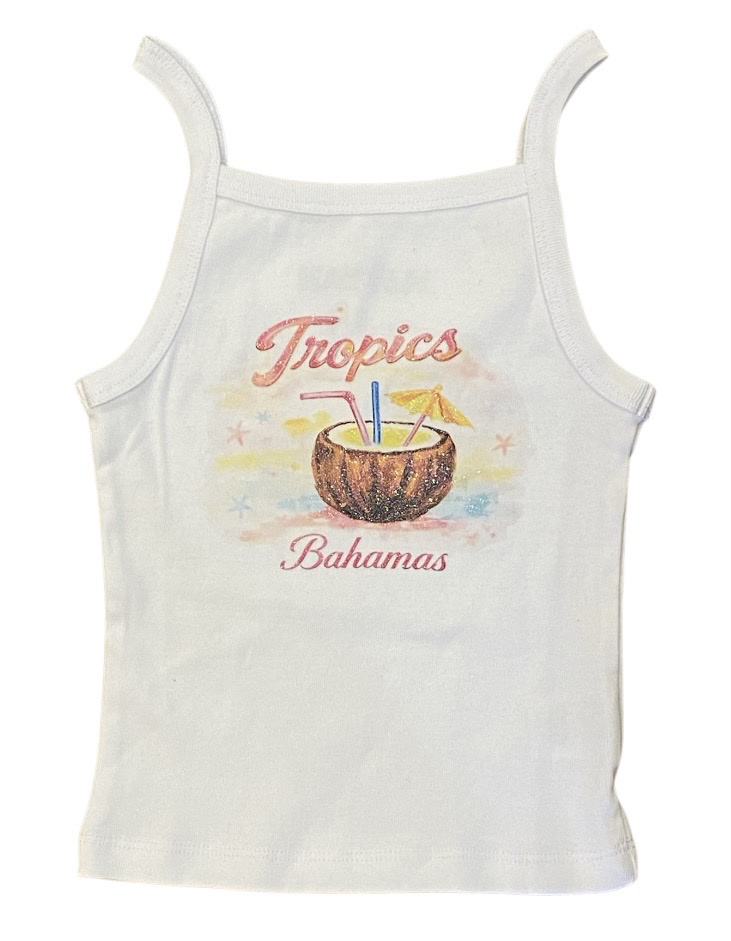 KatieJ NYC White Tropics Tank Top
