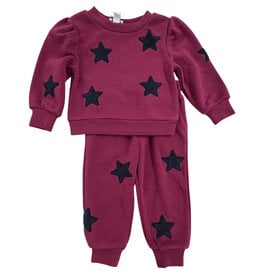 Splendid Berry Navy Velvet Stars Sweatset
