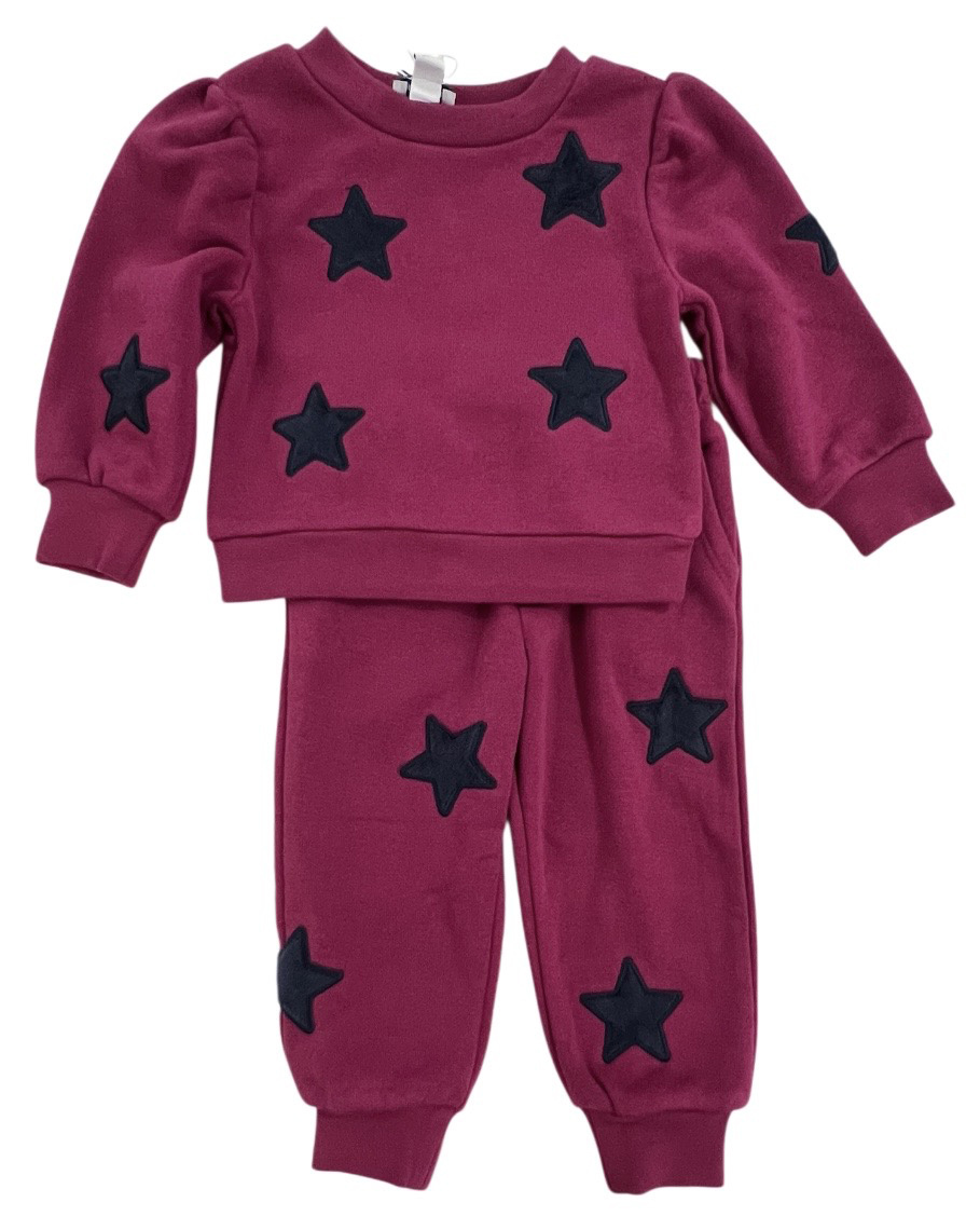 Splendid Berry Navy Velvet Stars Sweatset