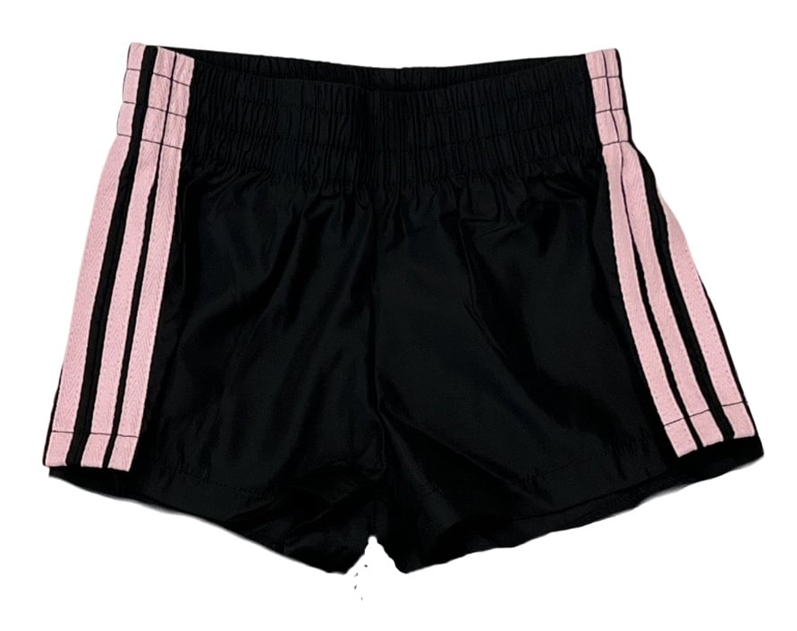 KatieJ NYC Jordyn Black/Pink Stripe Running Shorts