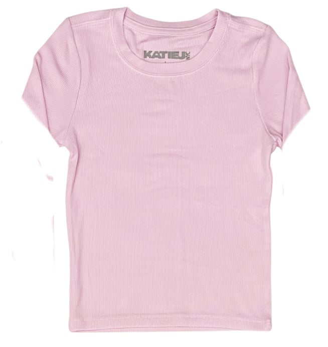 KatieJ NYC Light Pink Livi Ribbed SS Tee