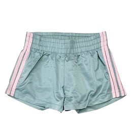 KatieJ NYC Jordyn Sage/Pink Stripe Running Shorts