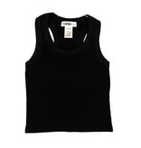 KatieJ NYC Black Smocked Racer Tank Top