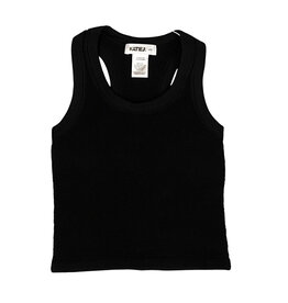 KatieJ NYC Black Smocked Racer Tank Top