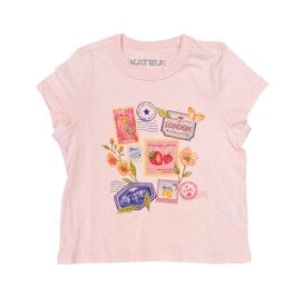 KatieJ NYC Pink Floral Stamps SS Tee