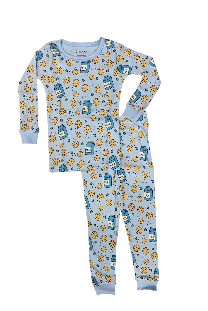 Baby Steps Blue Milk and Cookies PJ Set