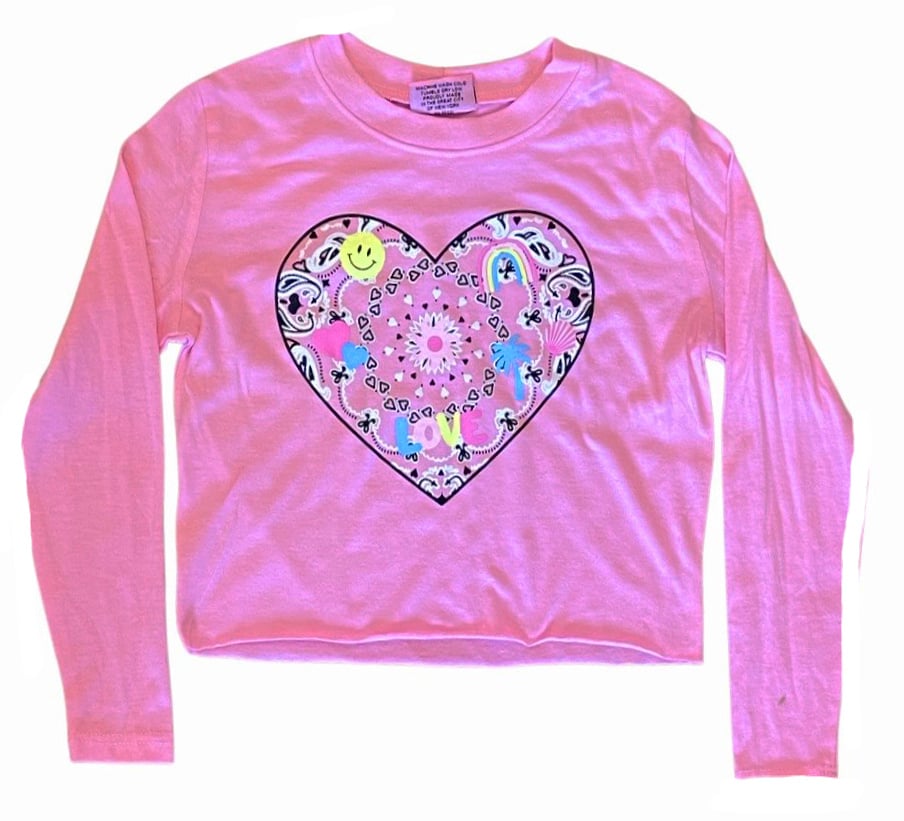 Firehouse Neon Pink Fun Ban. Heart LS Tee