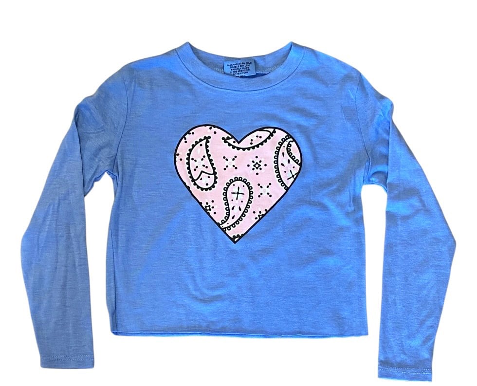 Firehouse Ice Blue Bandana Heart LS Tee