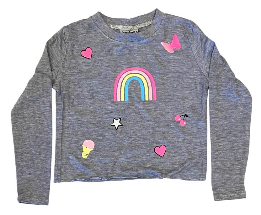 Firehouse H Grey Rainbow Icons LS Tee