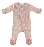 Oh Baby Pink Crushed Velvet Ruffle Footie