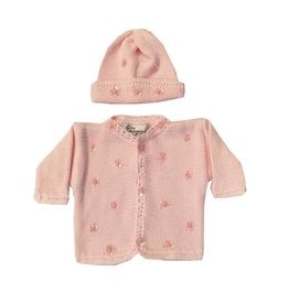 Gita Pink Sequin Flower Sweater with Hat