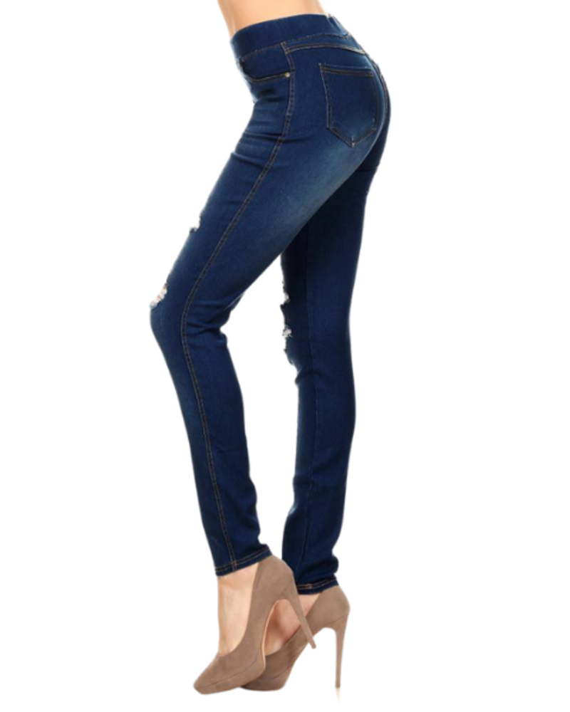 MARGO RIPPED JEGGINGS - BLUE