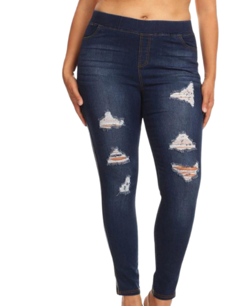 Navy Blue Jeggings With Pockets