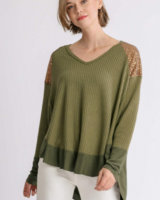 Tone on Tone Waffle Knit Sequin Top